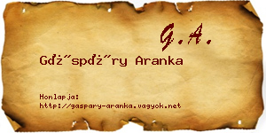 Gáspáry Aranka névjegykártya